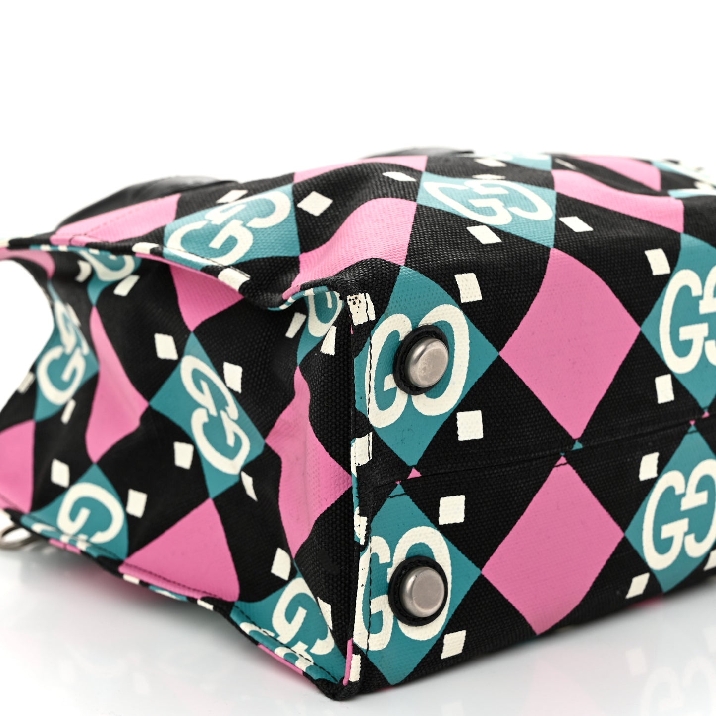 Canvas GG Geometric Print Tote Bag Black Multicolor