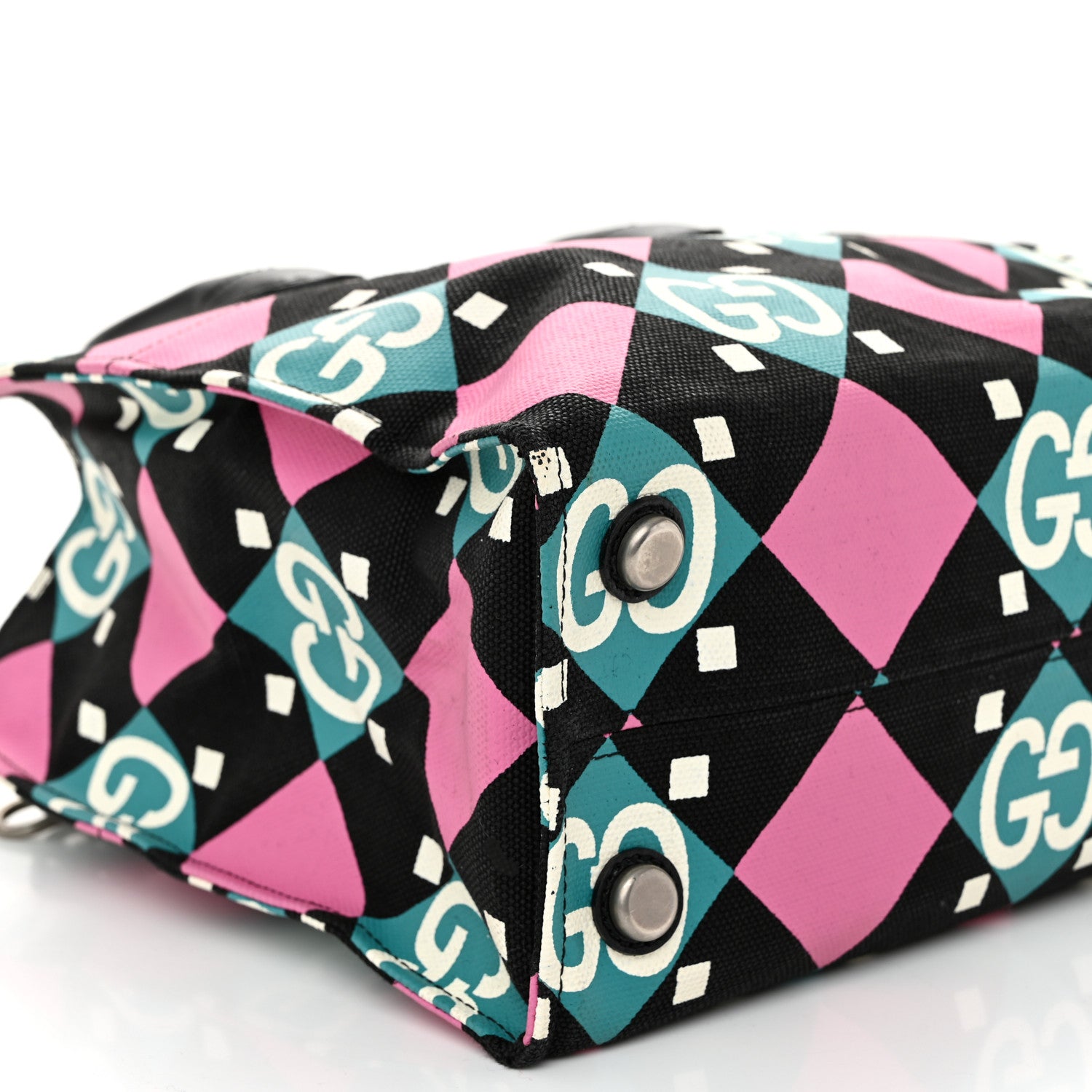 Gucci Canvas GG Geometric Print Tote Bag Black Multicolor 8 of 9