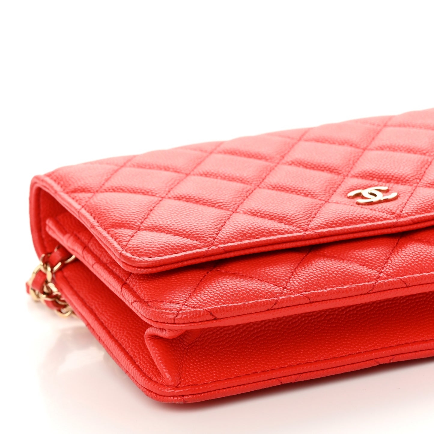 Caviar Quilted Wallet on Chain WOC Red