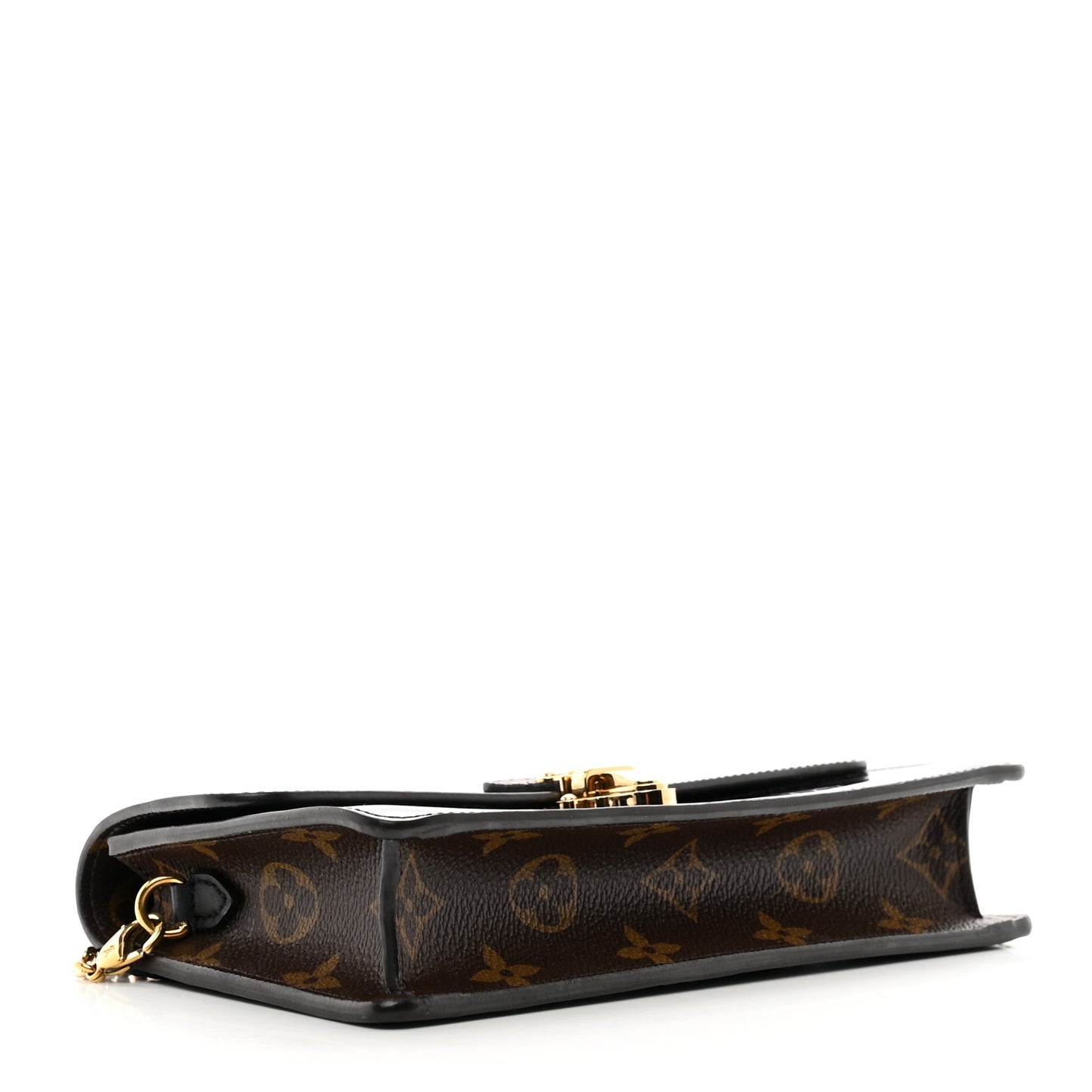 Patent Calfskin Monogram Cherrywood Chain Wallet Black