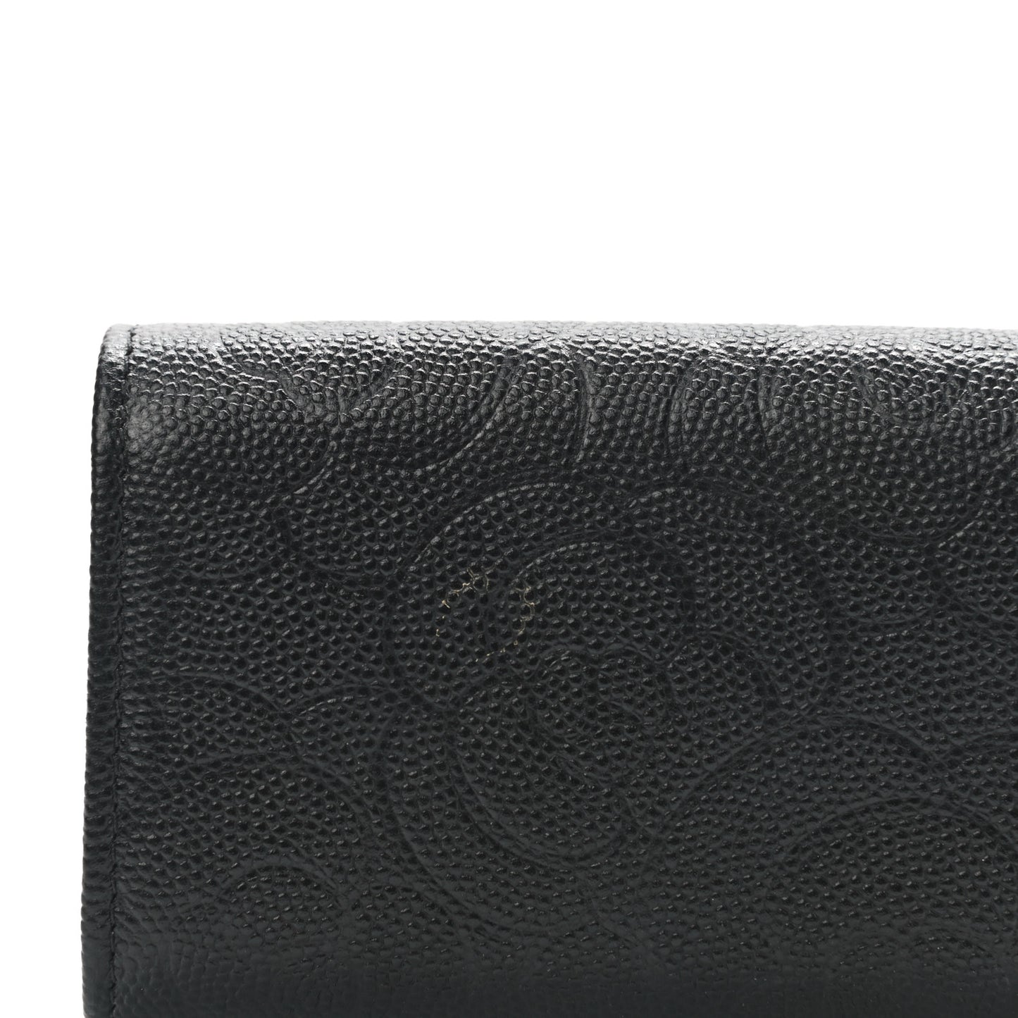 Caviar Embossed Camellia 4 Key Holder Case Black