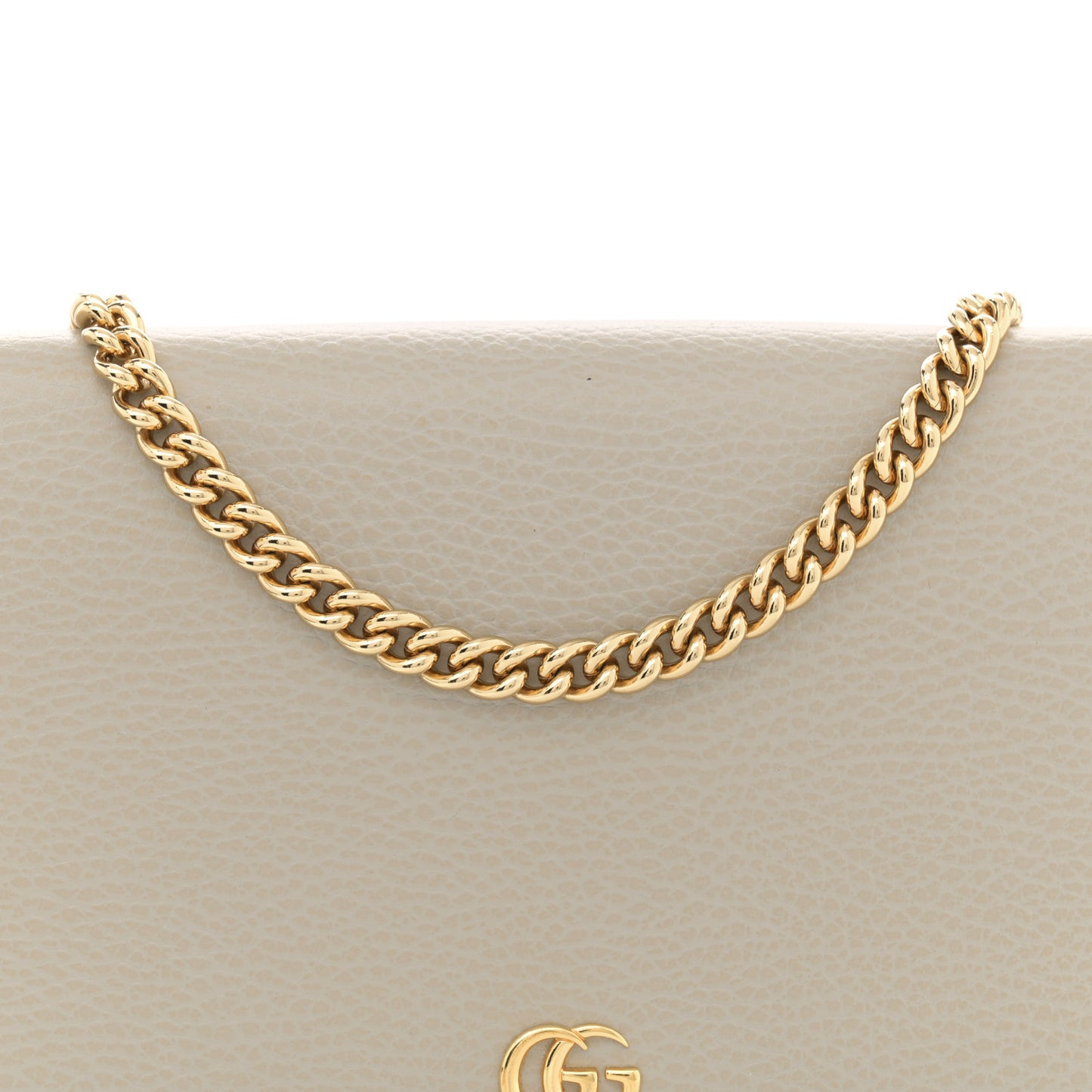 Dollar Calfskin Mini GG Marmont Chain Wallet Grey Light Pink