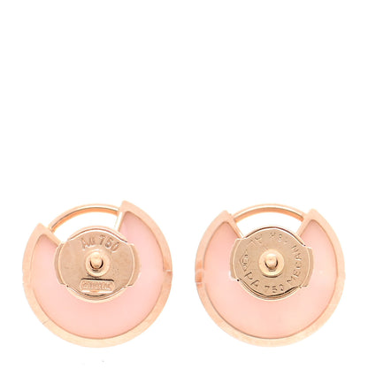 Cartier 18K Pink Gold Diamond Pink Opal Amulette de Cartier Earrings 3 of 7