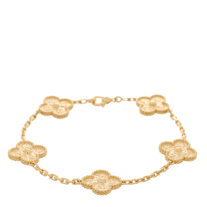 Van Cleef & Arpels 18K Yellow Gold 5 Motifs Vintage Alhambra Bracelet 1 of 4