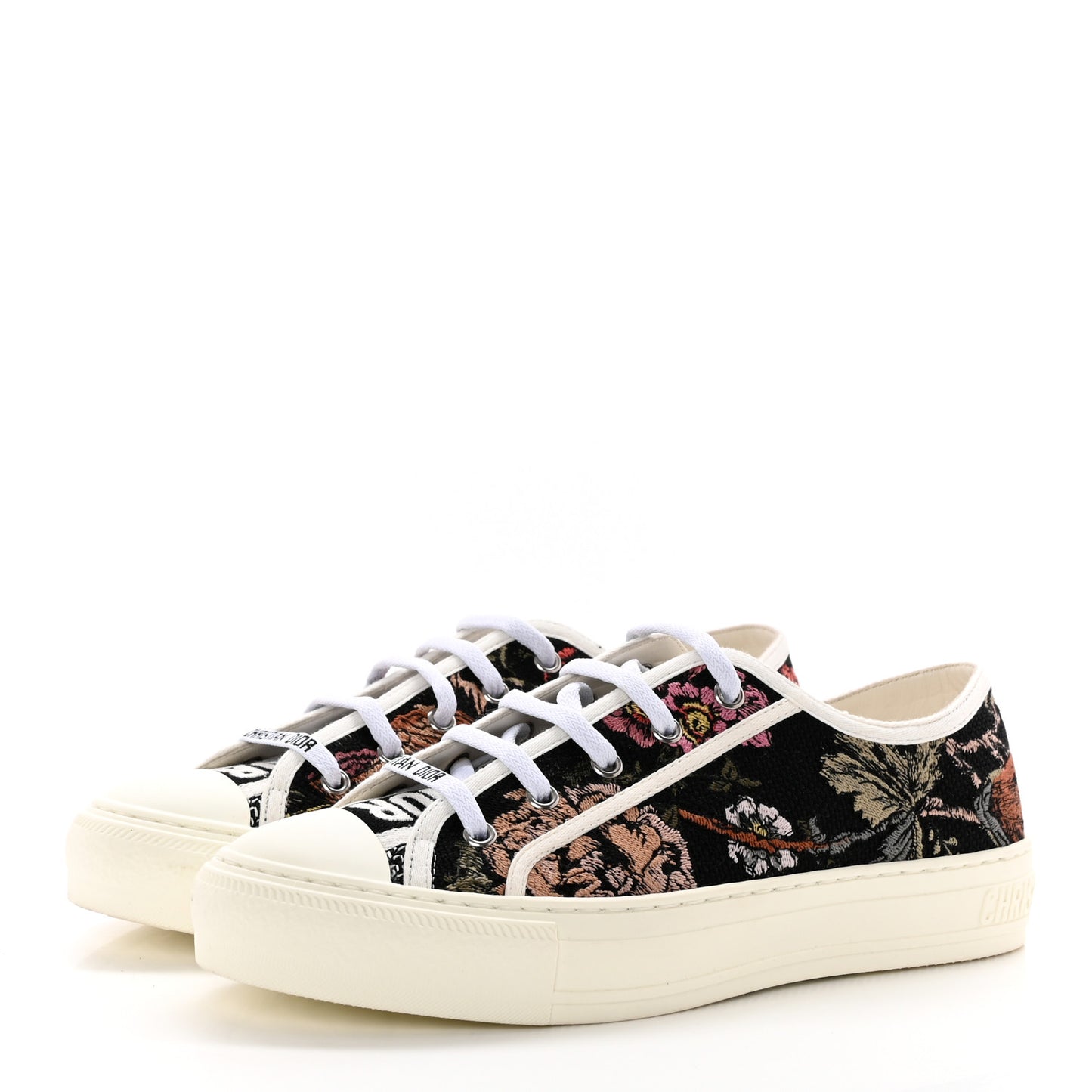 Canvas Jardin Botanique Embroidered Womens Walk'N'Dior Low Top Sneakers 39.5 Black Multicolor