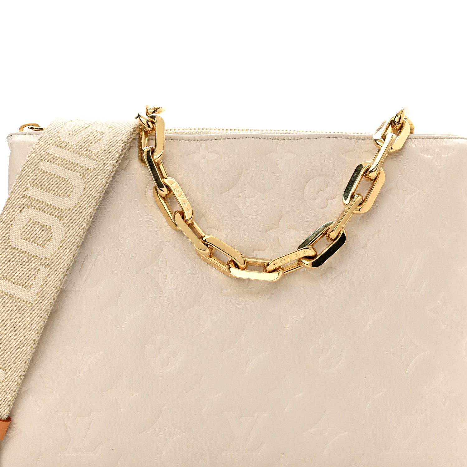 Louis Vuitton Lambskin Embossed Monogram Coussin PM Beige Cream 7 of 11