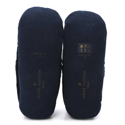 Louis Vuitton Velvet Embroidered Monogram Dreamy Slipper 36 Navy 6 of 7
