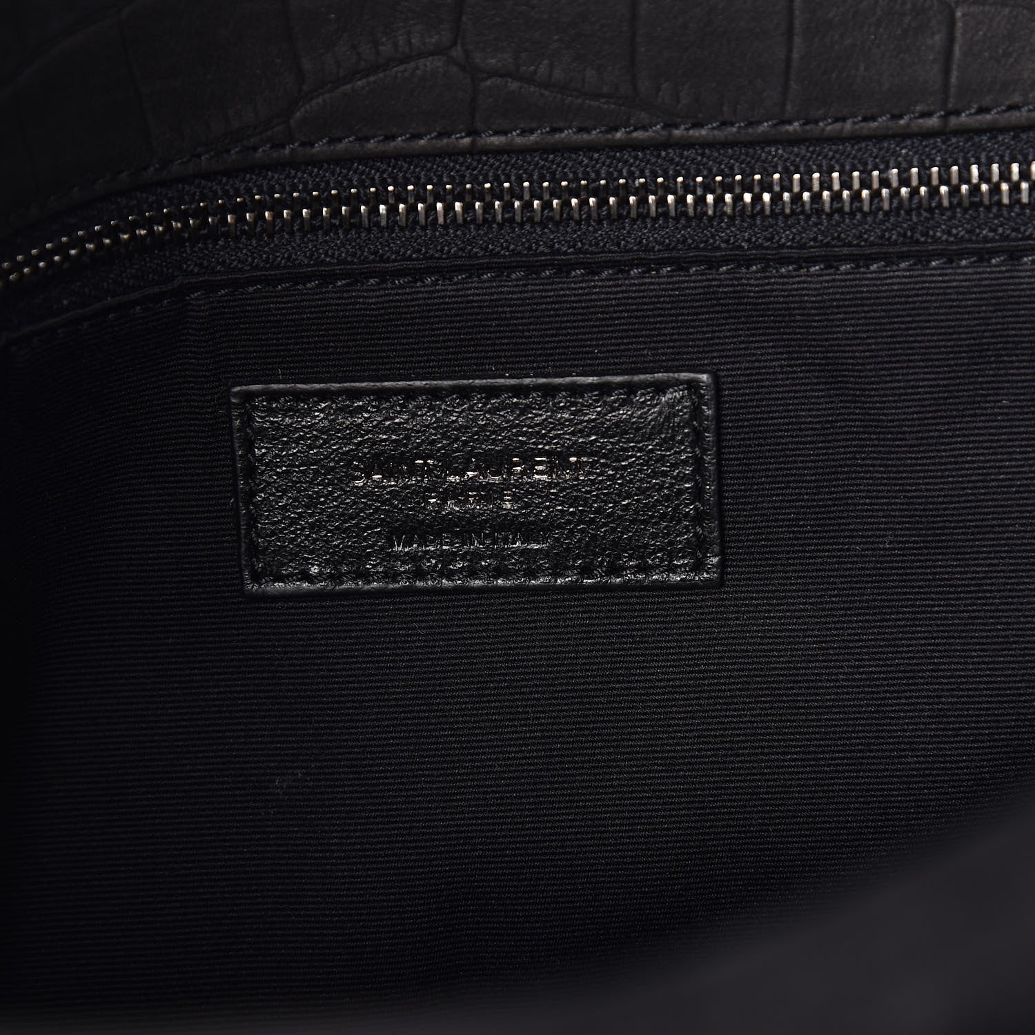 Saint Laurent Nubuck Crocodile Embossed Monogram Medium Niki Chain Satchel Black 6 of 10