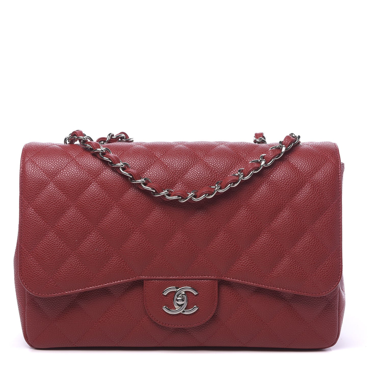 Caviar Quilted Jumbo Single Flap Red
