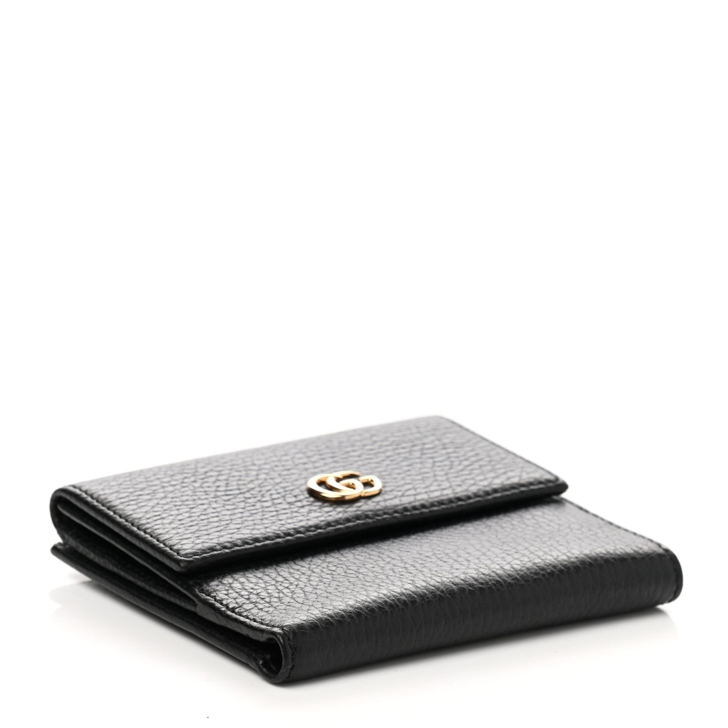 Dollar Calfskin Double G French Flap Wallet Black