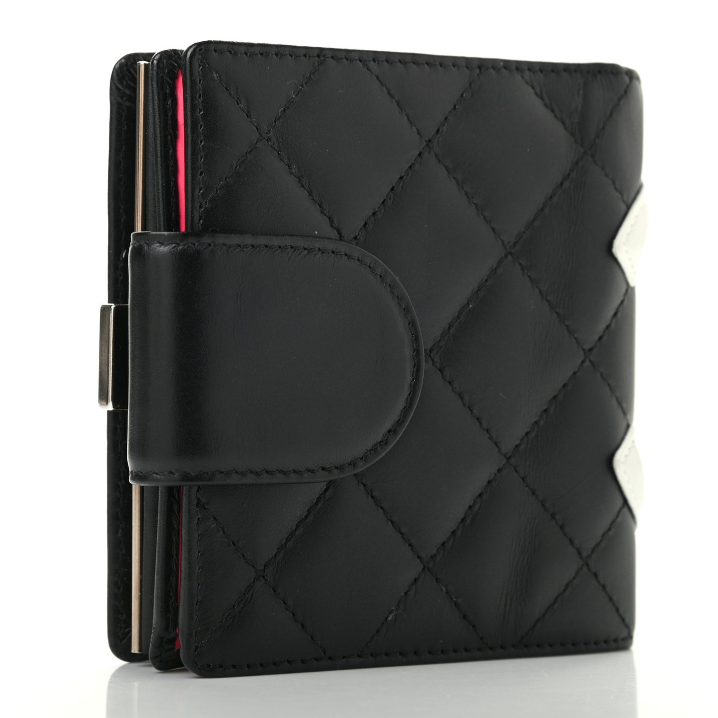 Calfskin Quilted Cambon Bi-Fold Wallet Black White