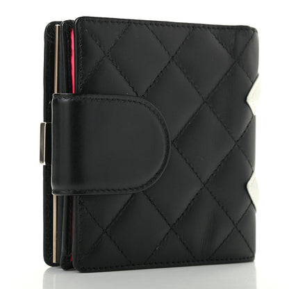 Chanel Calfskin Quilted Cambon Bi-Fold Wallet Black White 3 of 8