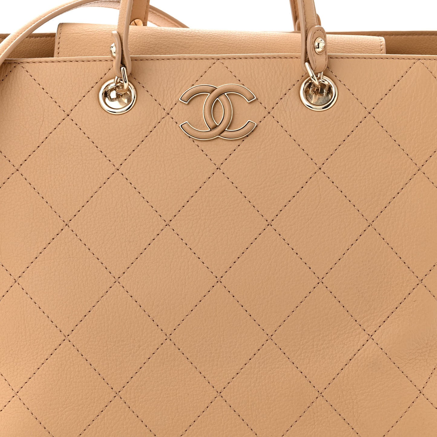 Bullskin Stitched Medium Shopping Bag Beige