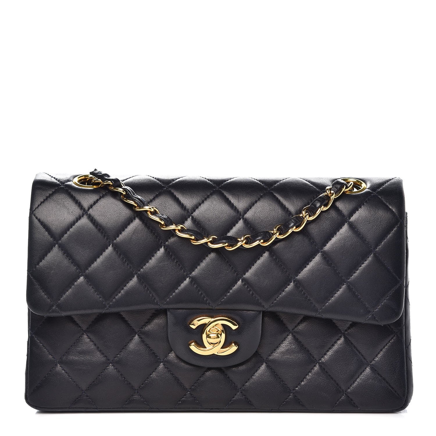 Chanel Lambskin Quilted Small Double Flap Navy 1 of 15