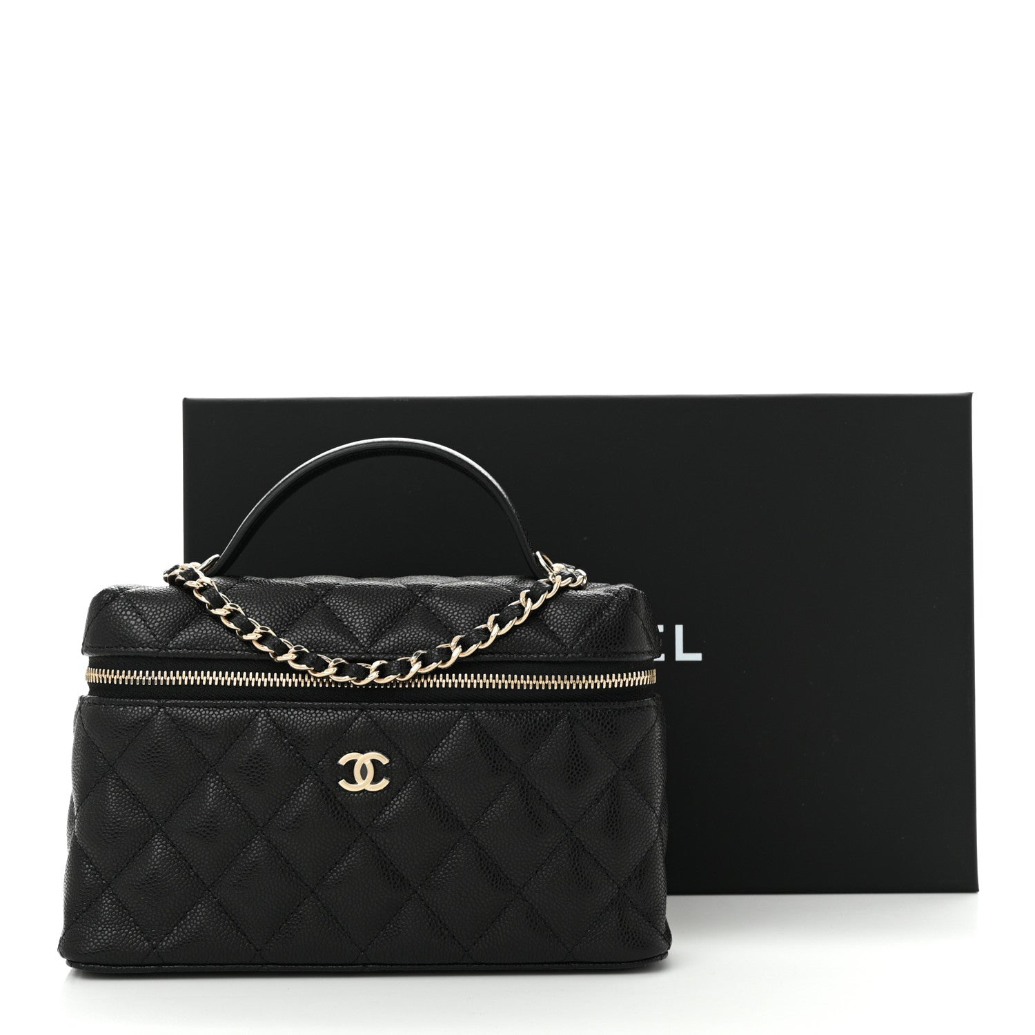 Chanel Caviar Quilted Top Handle Slim Vanity With Chain Black 11 of 11