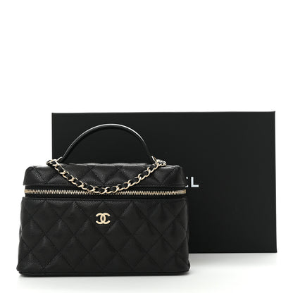 Chanel Caviar Quilted Top Handle Slim Vanity With Chain Black 11 of 11