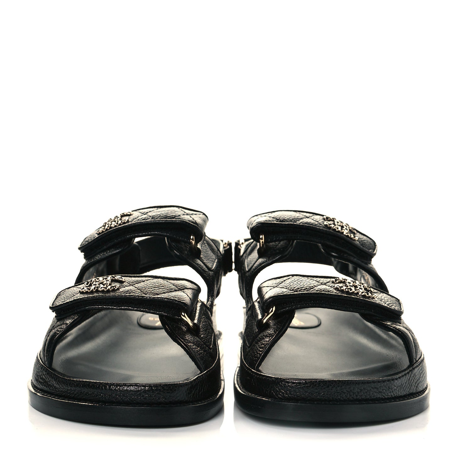Grained Calfskin Velcro Dad Sandals 38.5 Black