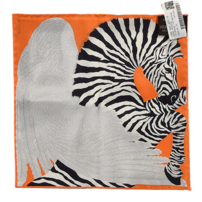 Hermes Silk Carre Zebra Pegasus Nano Scarf 20 Orange Vif Black 4 of 10