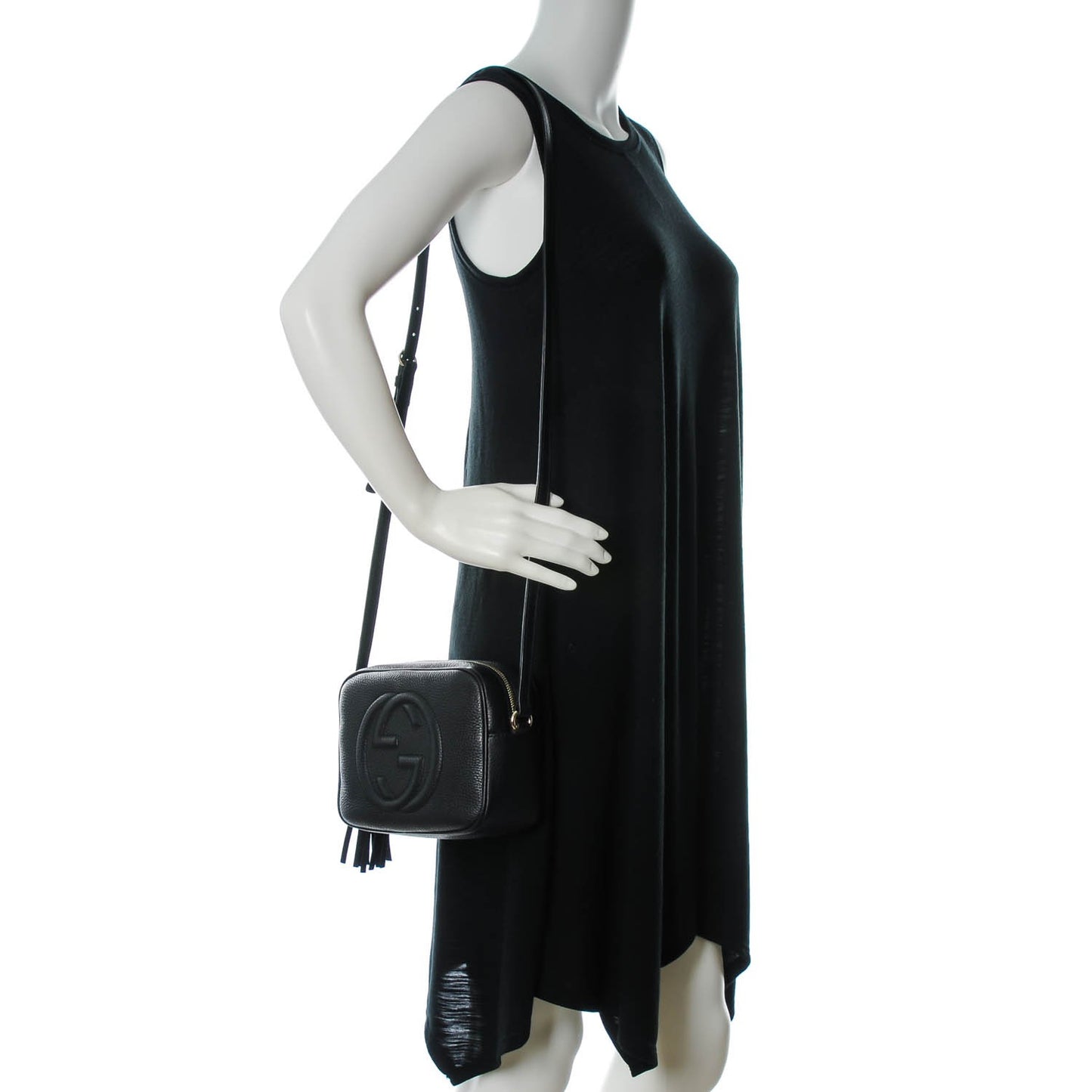 Pebbled Calfskin Small Soho Disco Bag Black