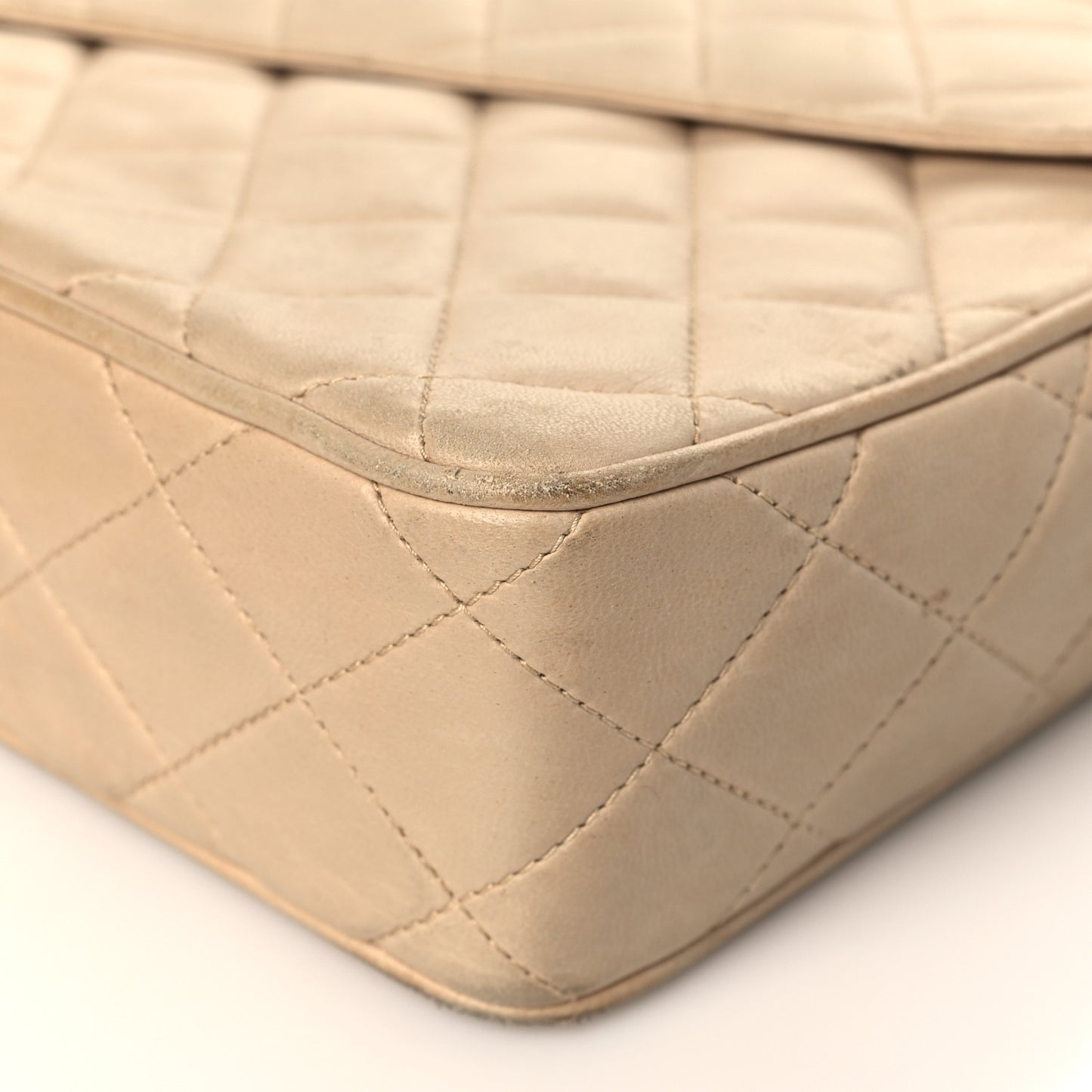 Lambskin Quilted Tassel Flap Camera Case Beige