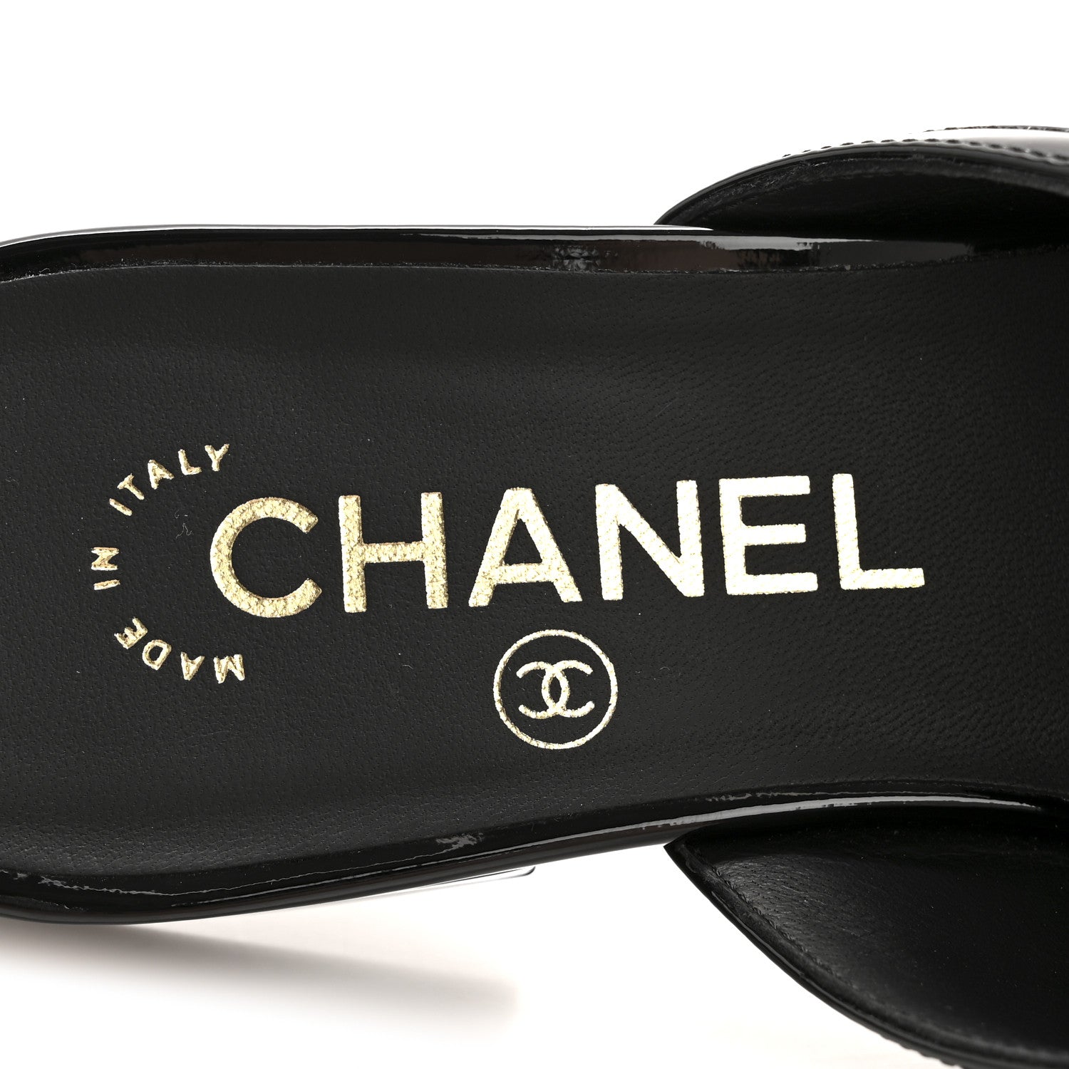 Chanel Lambskin Patent Pearl Chain Charm CC Mules 37 Black 8 of 10