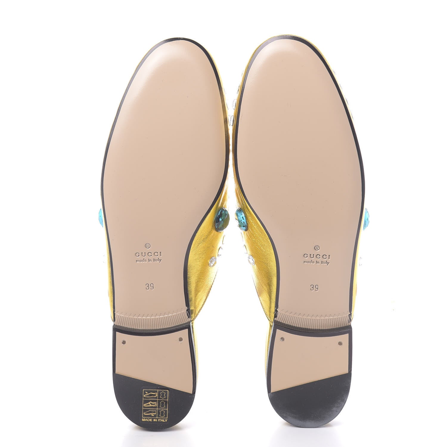 Gucci Metallic Nappa Crystal Womens Princetown Slippers 39 Gold 5 of 9