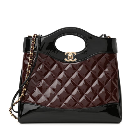 Chanel Patent Calfskin Quilted Mini 31 Shopping Bag Burgundy Black 1 of 11