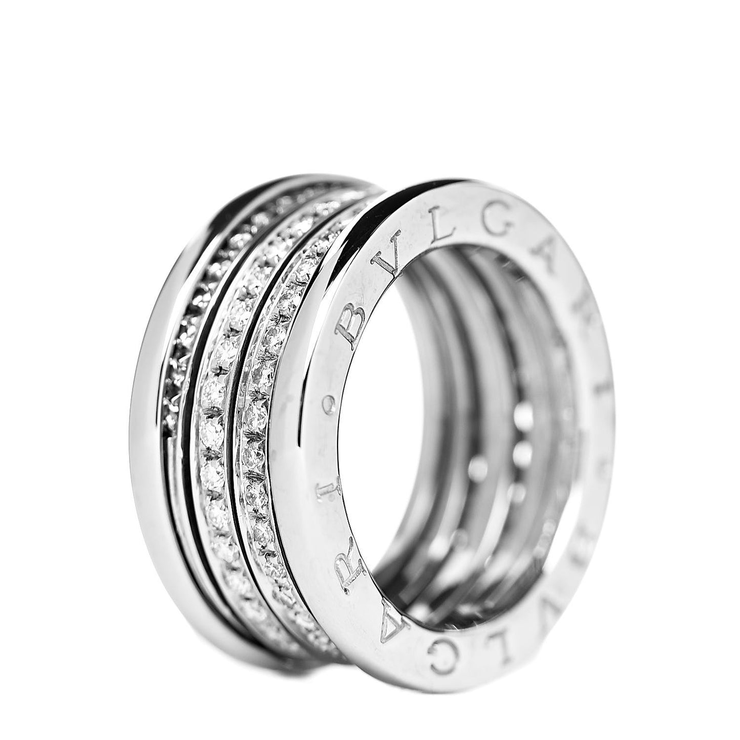18K White Gold Diamond B.Zero1 Four-Band Full Pave Ring 51 5.75