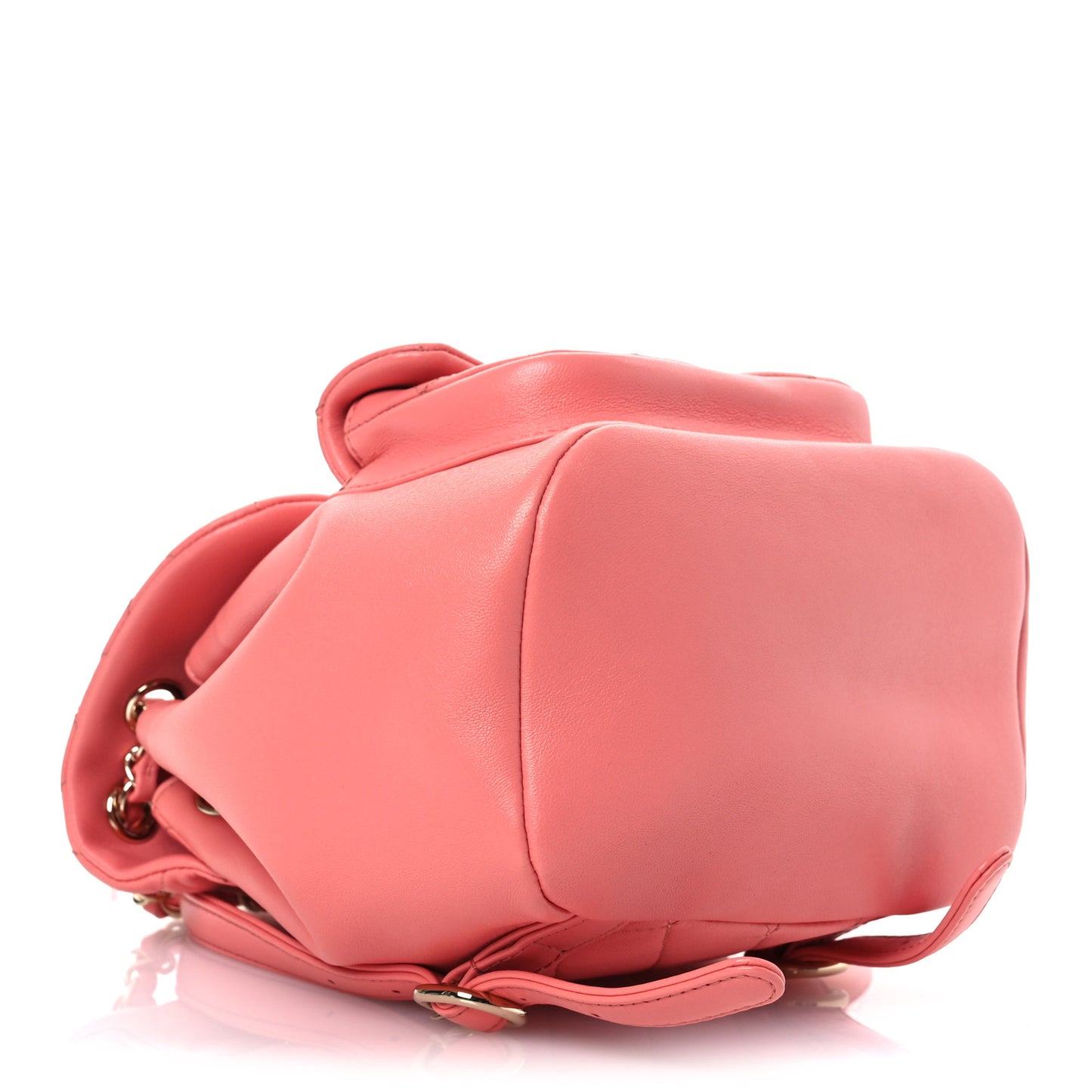 Lambskin Quilted Small Duma Drawstring Backpack Pink
