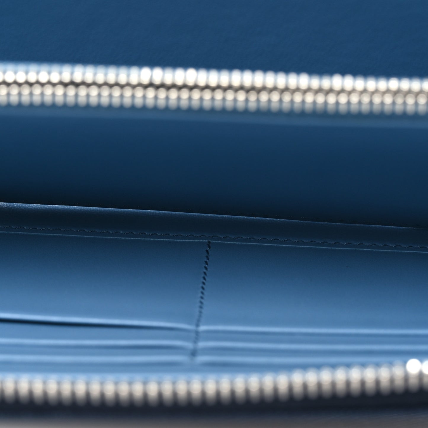Saffiano Metal Zip Around Wallet Navy Blue