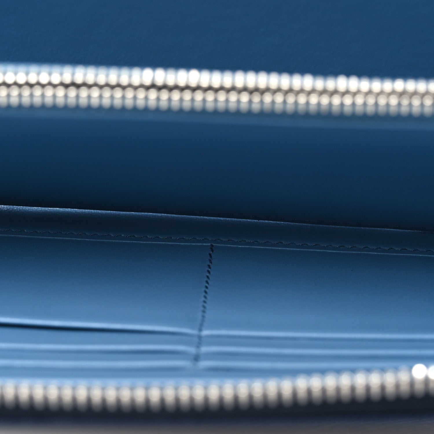 Prada Saffiano Metal Zip Around Wallet Navy Blue 5 of 14