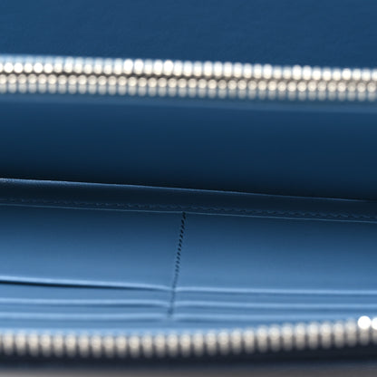 Prada Saffiano Metal Zip Around Wallet Navy Blue 5 of 14