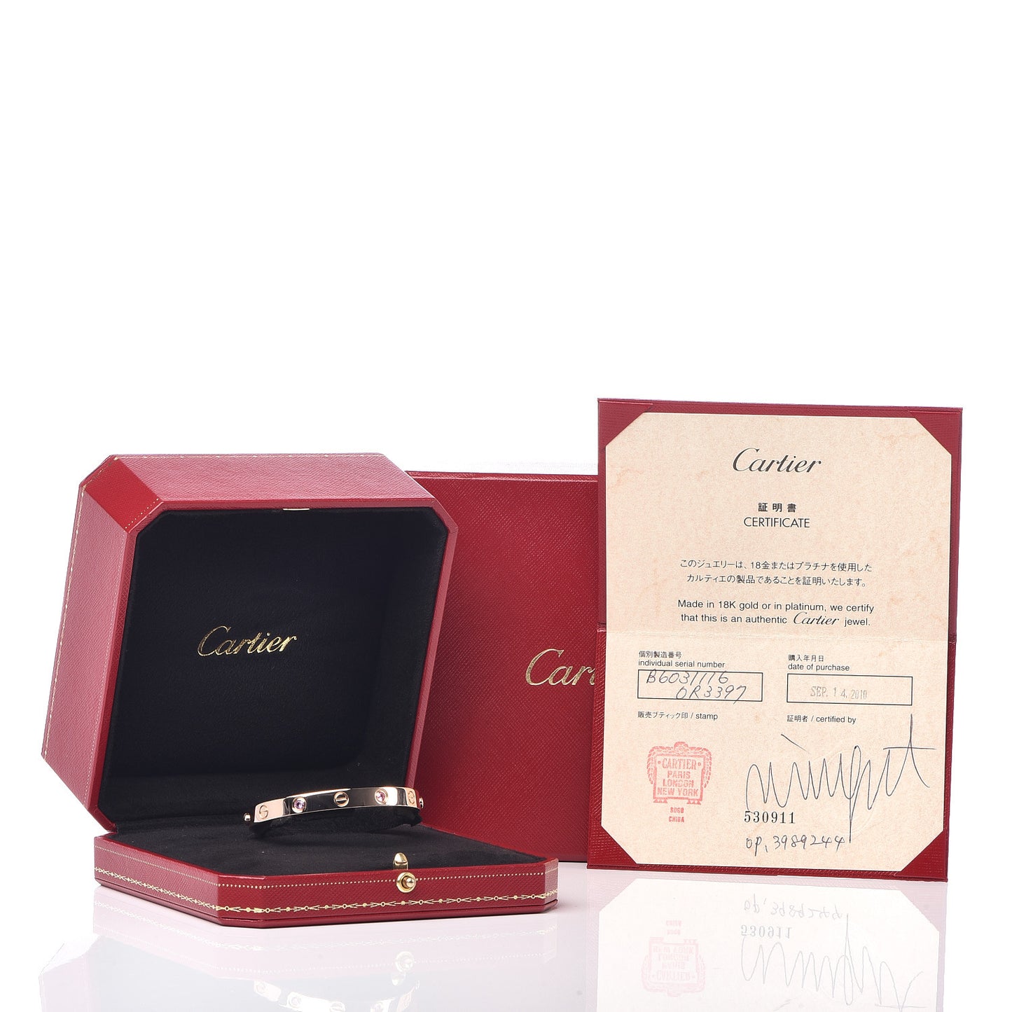 18K Pink Gold 4 Pink Sapphire LOVE Bracelet 16