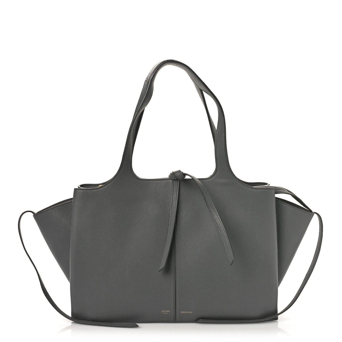 Baby Grained Calfskin Medium Tri-Fold Bag Grey