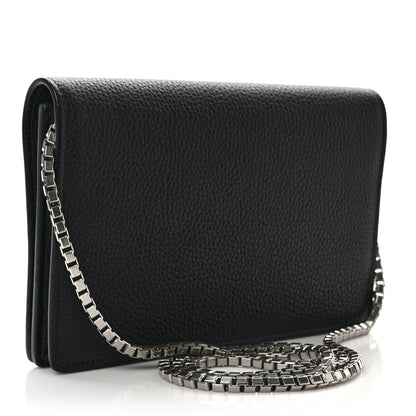 Balenciaga Grained Calfskin Classic Silver Hardware Wallet on Chain Black 3 of 12