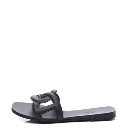Hermes Rubber Aloha Sandals 40 Black 1 of 10