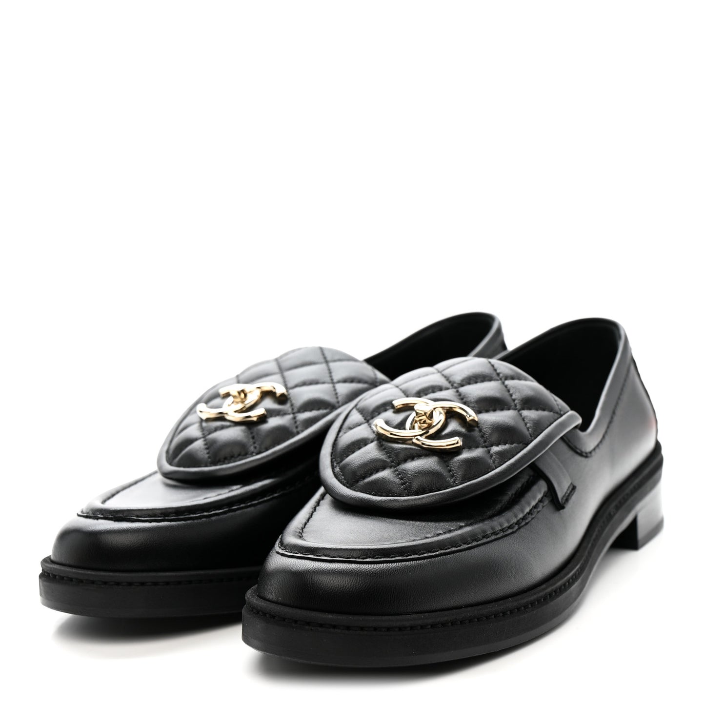 Lambskin Quilted CC Turnlock Loafers 39.5 Black