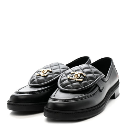 Chanel Lambskin Quilted CC Turnlock Loafers 39.5 Black 4 of 10
