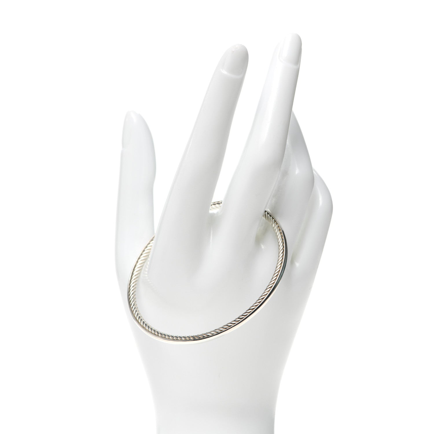 David Yurman Sterling Silver 3mm Cable Classics Bangle Bracelet 2 of 4