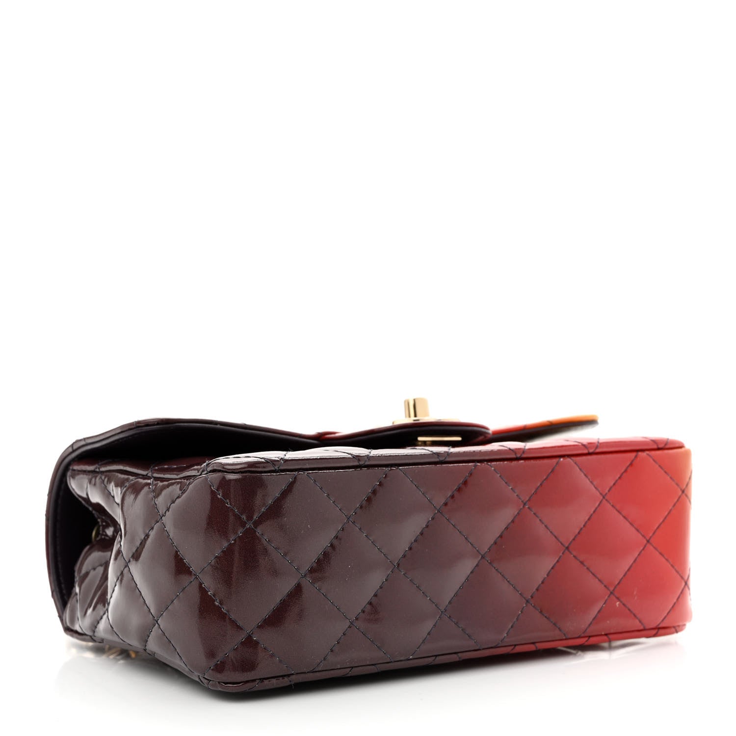 Chanel Shaded Patent Calfskin Quilted Mini Rectangular Flap Red Yellow Dark Purple 4 of 11