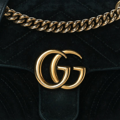 Gucci Velvet Matelasse Mini GG Marmont Shoulder Bag Black 8 of 17