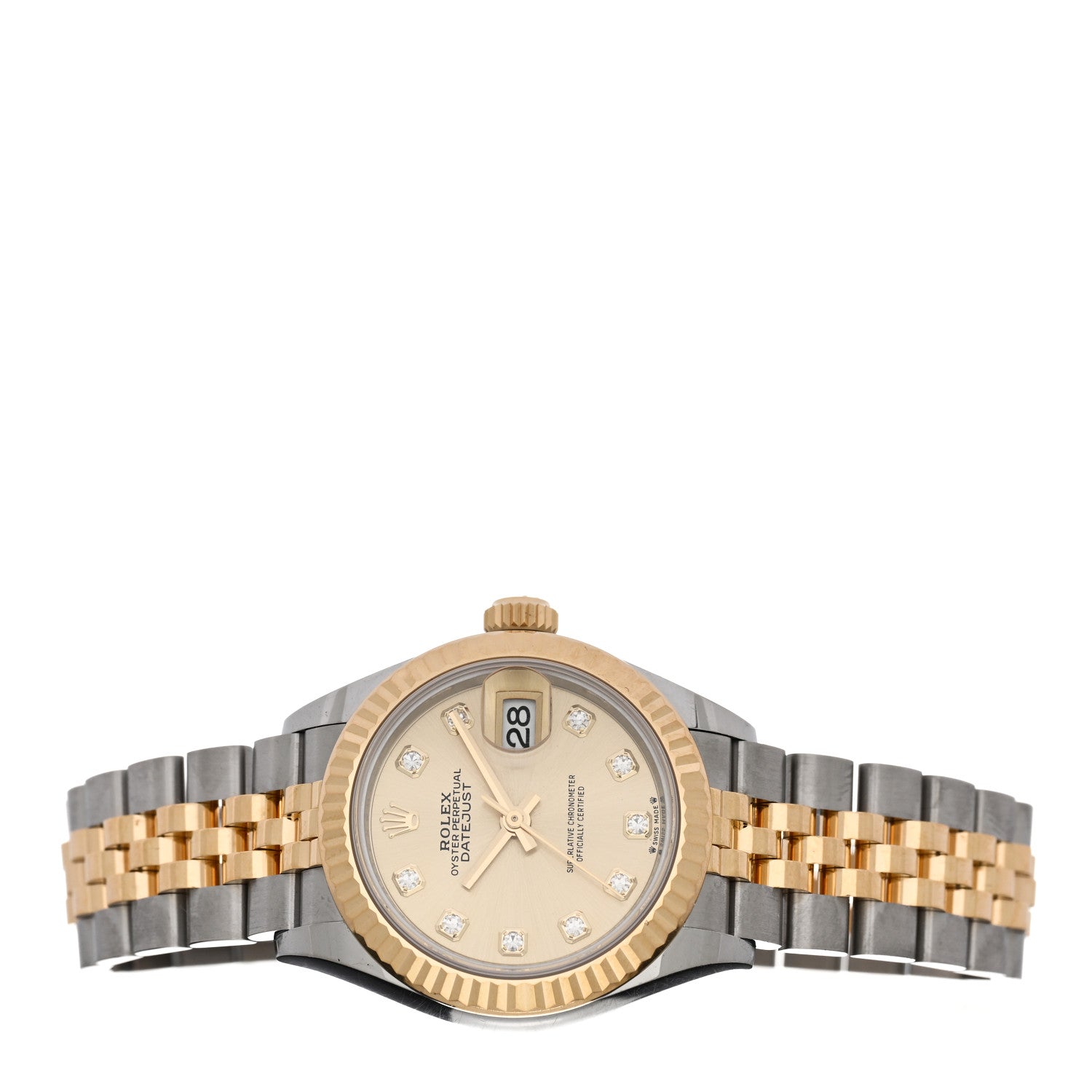 Rolex Stainless Steel 18K Yellow Gold Diamond 28mm Oyster Perpetual Datejust Watch Champagne 279173 2 of 5