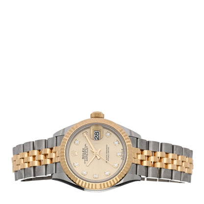 Rolex Stainless Steel 18K Yellow Gold Diamond 28mm Oyster Perpetual Datejust Watch Champagne 279173 2 of 5