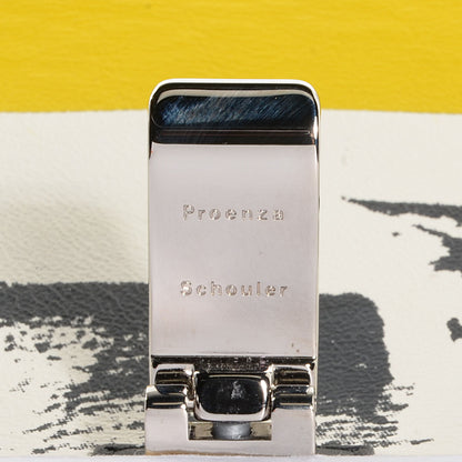 Proenza Schouler Lambskin Small Printed Lunch Bag Clutch Black White 10 of 10