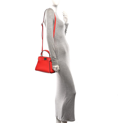 Fendi Vitello Granato Camoscio Selleria Macro Stitchings Mini Peekaboo Iconic Satchel Tullipano 2 of 10