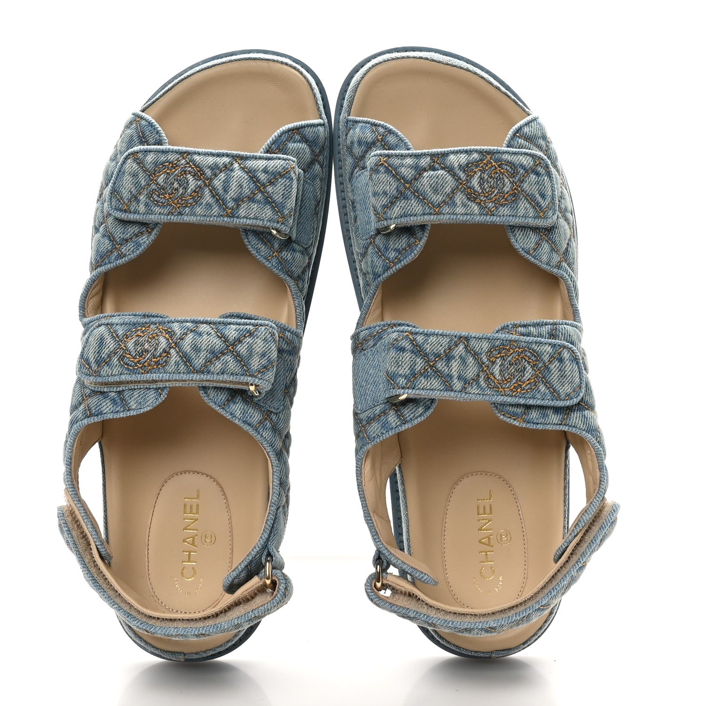 Denim Quilted Dad Sandals 40 Blue