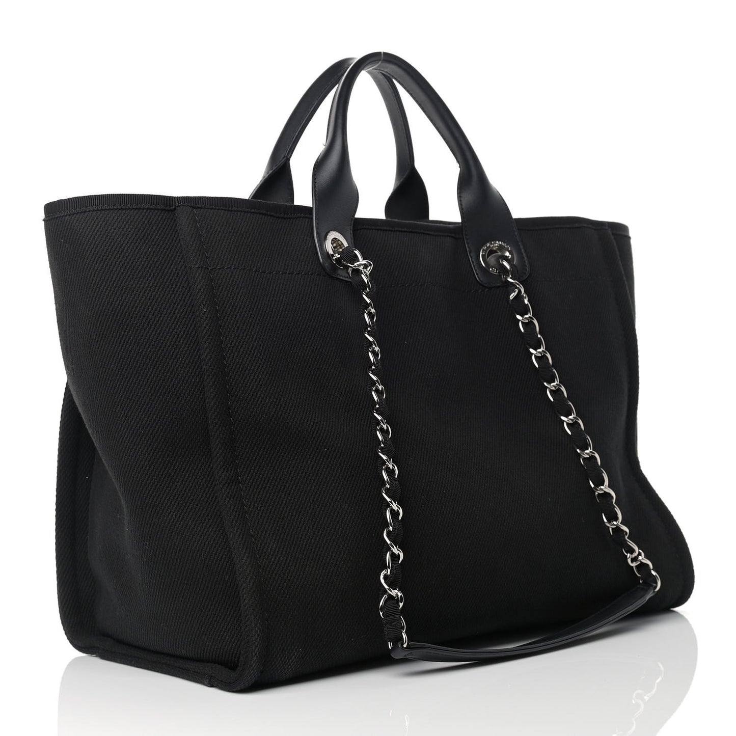 Canvas Pearl Medium Deauville Tote Black