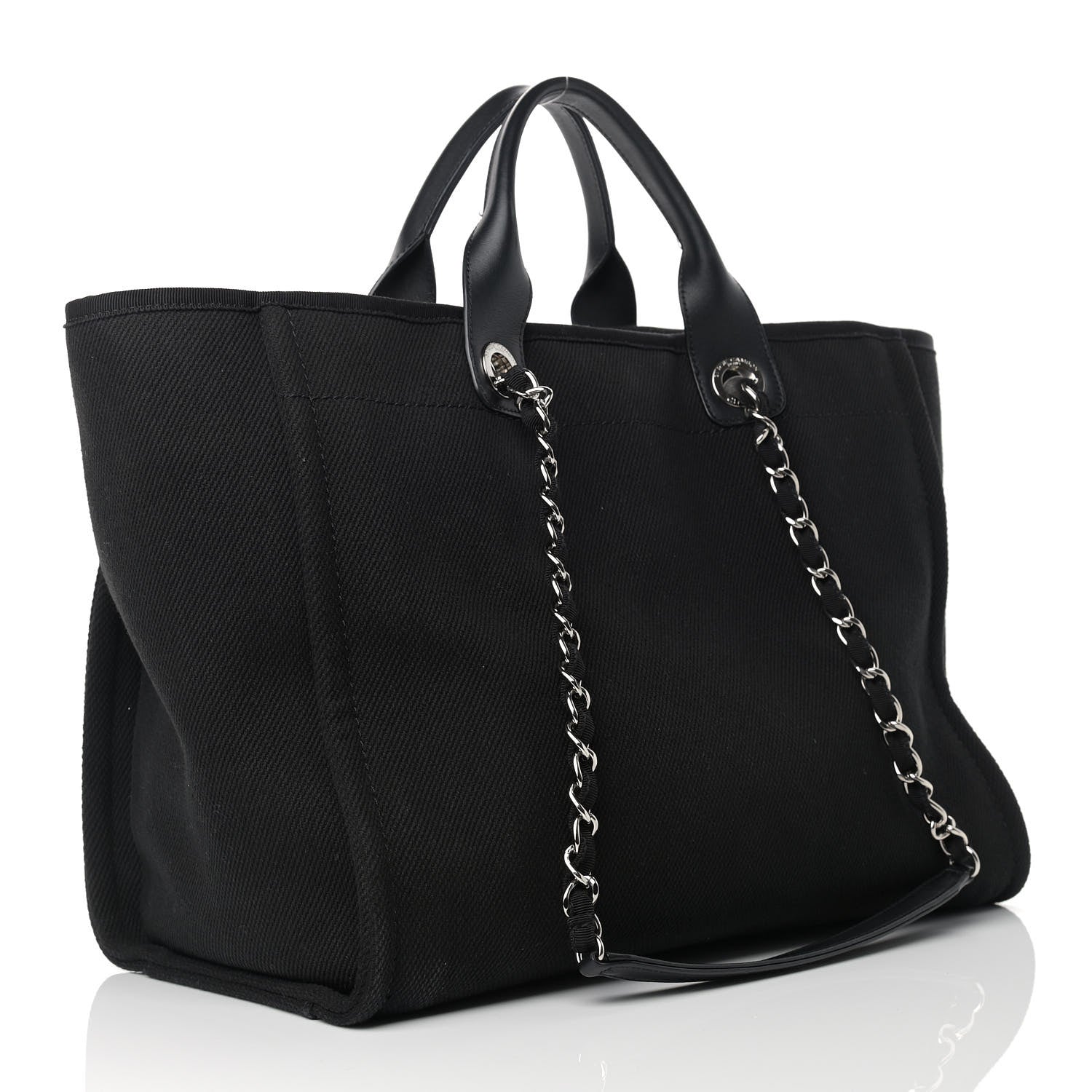 Chanel Canvas Pearl Medium Deauville Tote Black 2 of 12