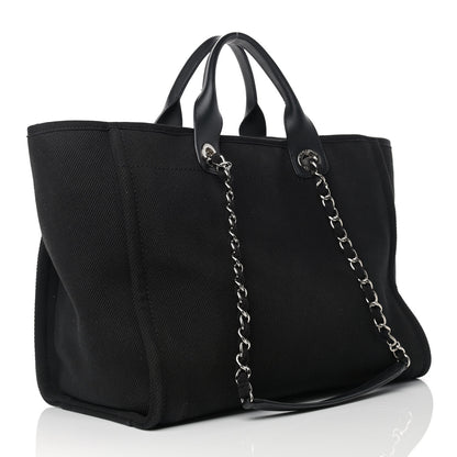 Chanel Canvas Pearl Medium Deauville Tote Black 2 of 12