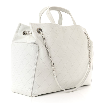 Chanel Grained Calfskin CC Pocket Tote White 3 of 12